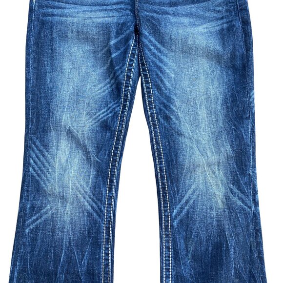 Miss Me Curvy Boot Denim Jeans Sz 27 Rhinestone Western Statement Mid-Rise - Picture 14 of 16